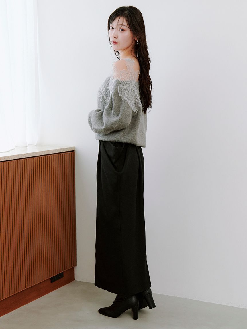 SNIDEL「アシメジップドレープスカート」|スカート|