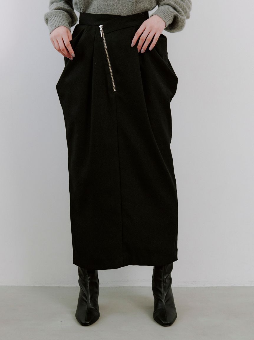 SNIDEL「アシメジップドレープスカート」|スカート|