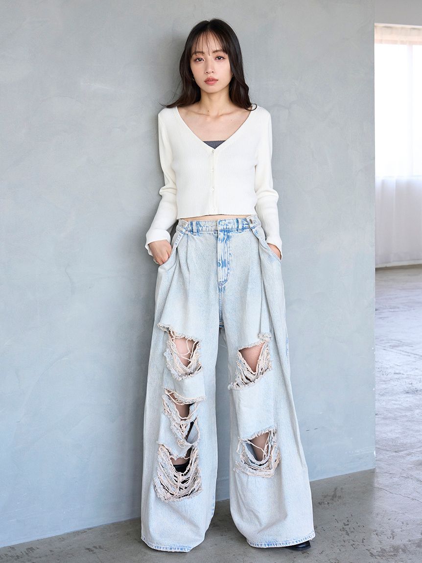 SNIDEL「フレアスリーブショートカーディガン」|カーディガン|