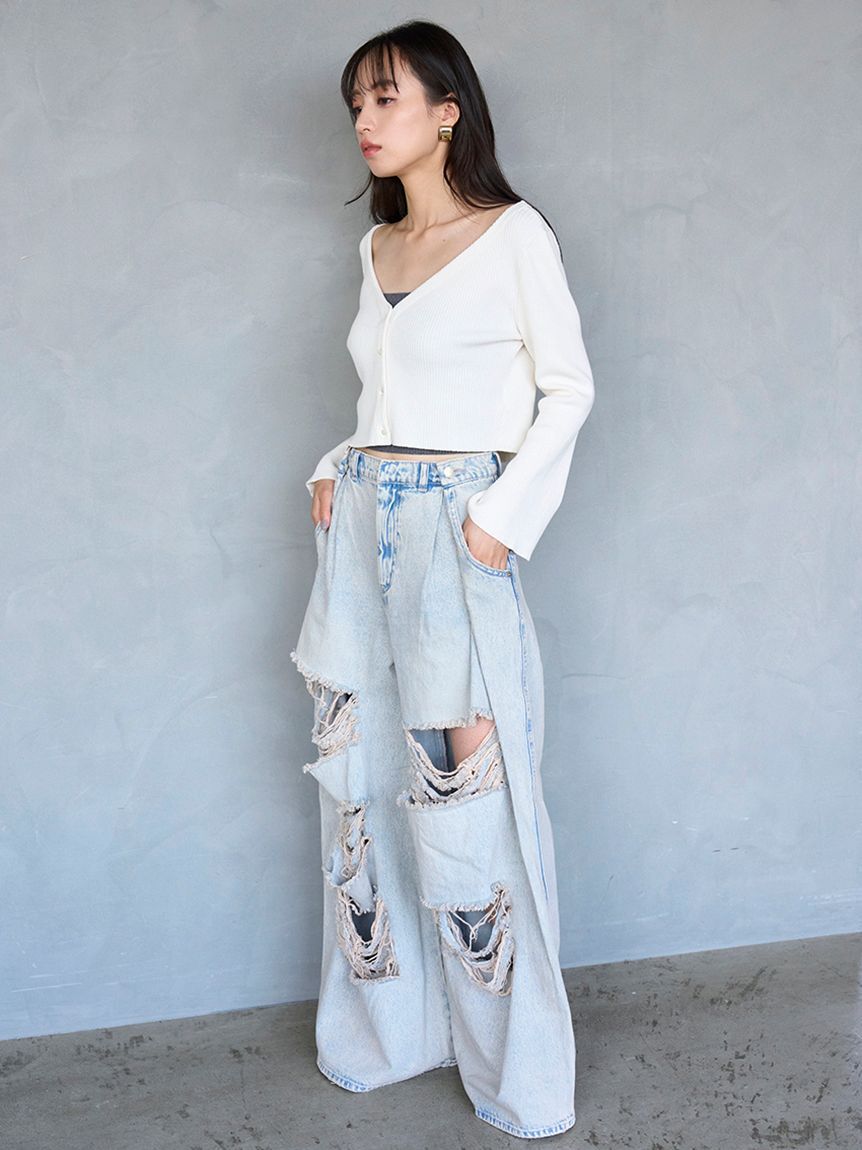 SNIDEL「フレアスリーブショートカーディガン」|カーディガン|