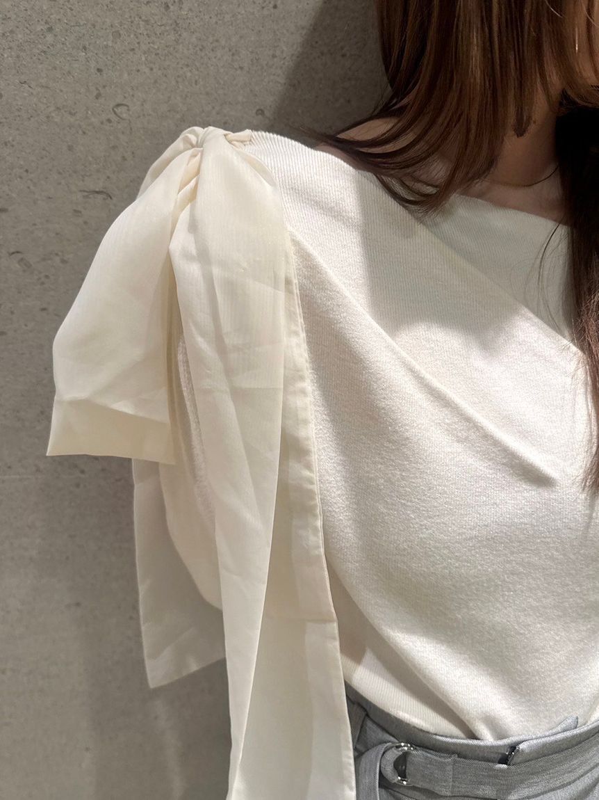 SNIDEL「リボンショルダーニットトップス」|ニット・セーター|