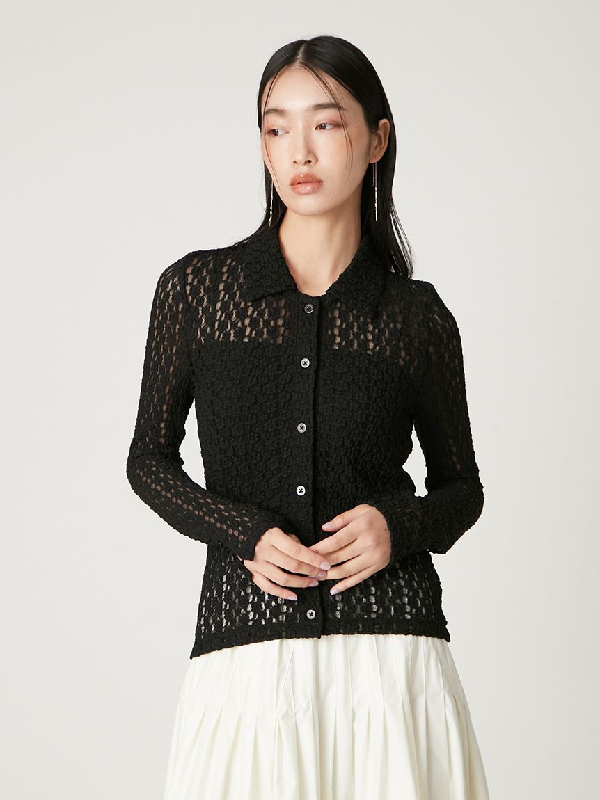 FRAY I.D「ストレッチレースアタッチドカラーシャツ」|シャツ・ブラウス|