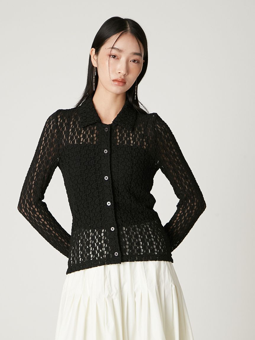 FRAY I.D「ストレッチレースアタッチドカラーシャツ」|シャツ・ブラウス|