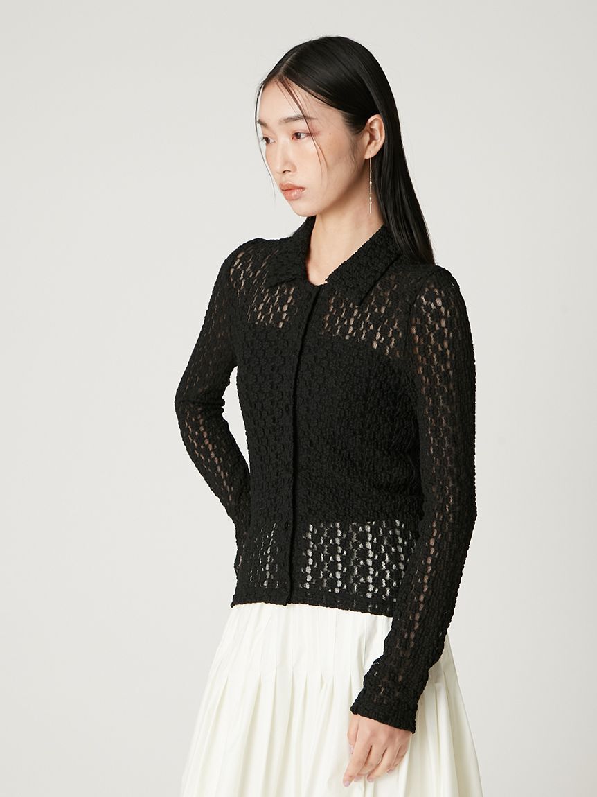 FRAY I.D「ストレッチレースアタッチドカラーシャツ」|シャツ・ブラウス|