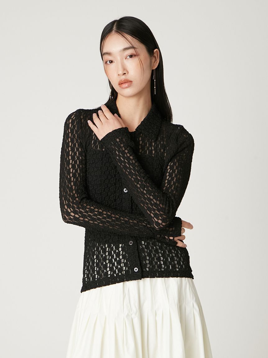 FRAY I.D「ストレッチレースアタッチドカラーシャツ」|シャツ・ブラウス|