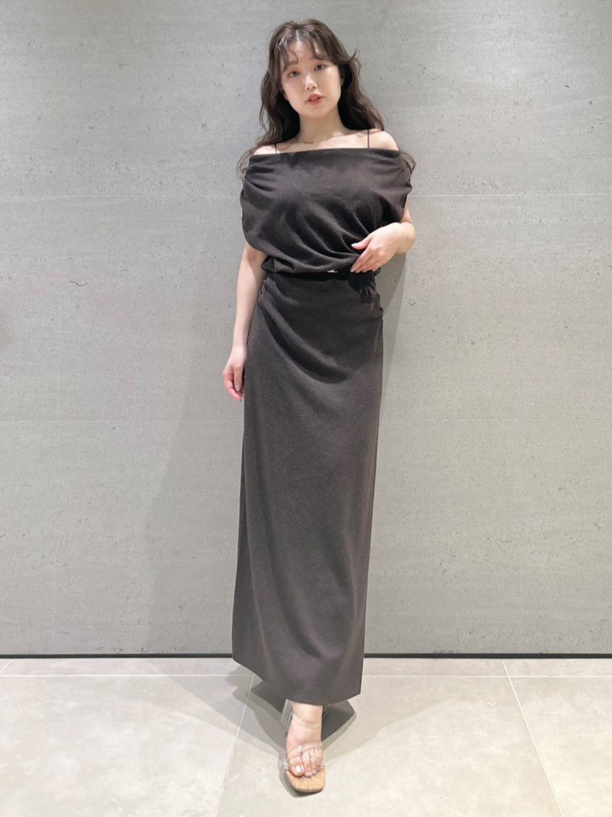 LILY BROWN「ベルト付きドレープニットワンピース」|ワンピース|BRW