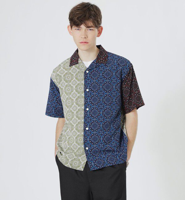  「クレイジーパターンオーナメントプリントショートスリーブシャツ」|シャツ・ブラウス|ライトグリーン