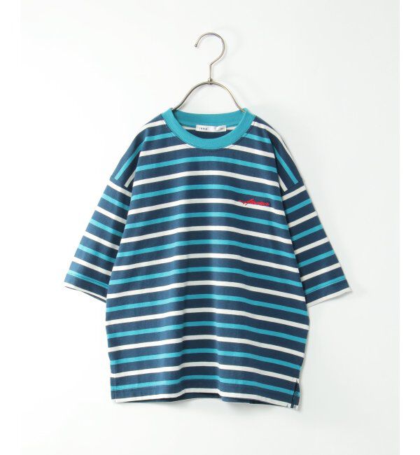 ikka kids「6分袖ボーダーゆるTシャツ（120~160cm）」|Tシャツ・カットソー|