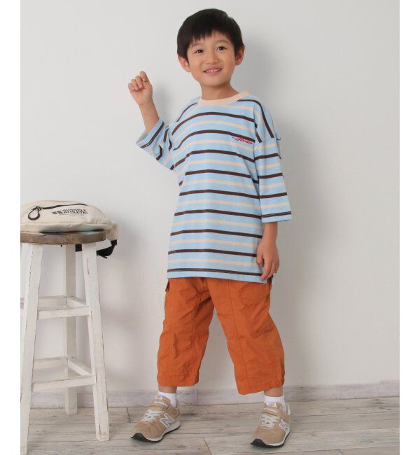 ikka kids「6分袖ボーダーゆるTシャツ（120~160cm）」|Tシャツ・カットソー|