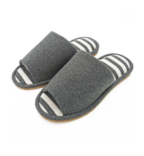 TOKYO DESIGN CHANNEL「ウォッシャブルボーダースリッパ」|ルームシューズ|チャコール