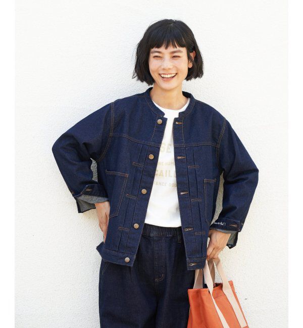 Lbc with Life「【sweet web掲載】LBCデニムノーカラージャケット」|ブルゾン・スタジャン|