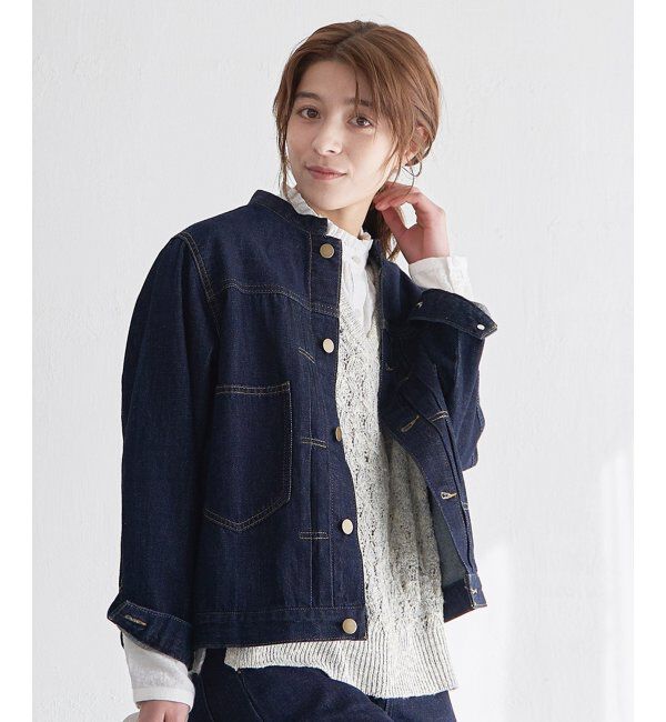 Lbc with Life「【sweet web掲載】LBCデニムノーカラージャケット」|ブルゾン・スタジャン|