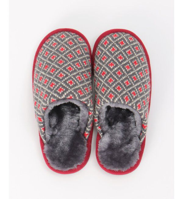 Lbc with Life「ニットスリッパ」|ルームシューズ|レッド