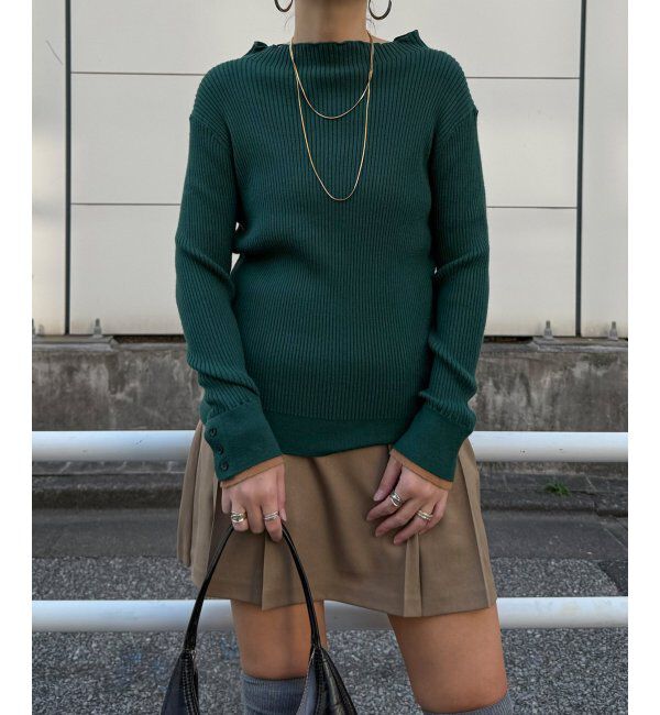 Lbc with Life「袖配色レイヤーリブニット」|カーディガン|