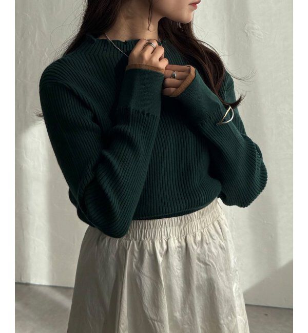 Lbc with Life「袖配色レイヤーリブニット」|カーディガン|