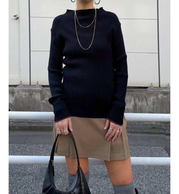 Lbc with Life「袖配色レイヤーリブニット」|カーディガン|