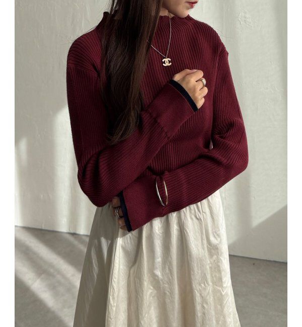 Lbc with Life「袖配色レイヤーリブニット」|カーディガン|