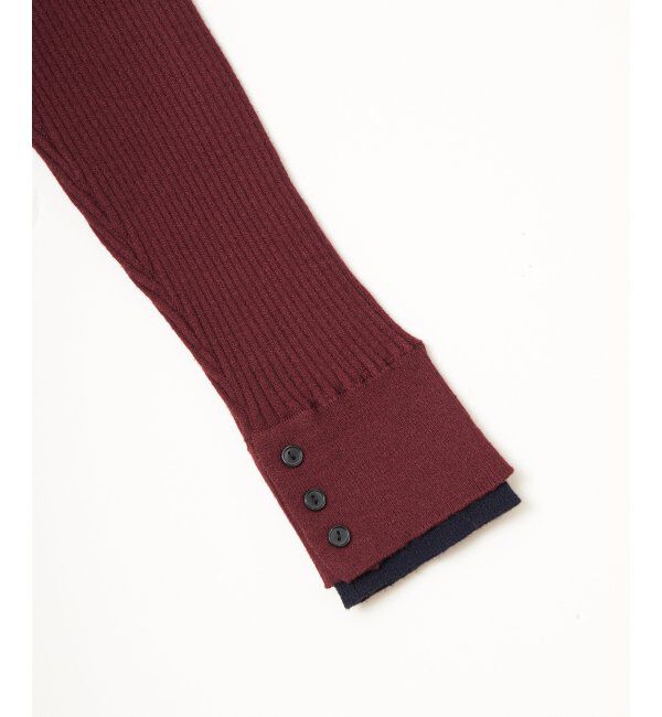 Lbc with Life「袖配色レイヤーリブニット」|カーディガン|