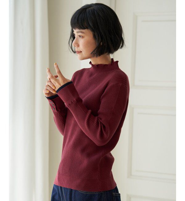 Lbc with Life「袖配色レイヤーリブニット」|カーディガン|