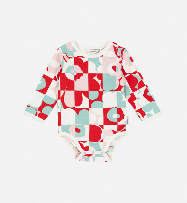 Marimekko「[kids]Vinde Ruutu Unikko ロンパース」|その他|グリーン&times;レッド