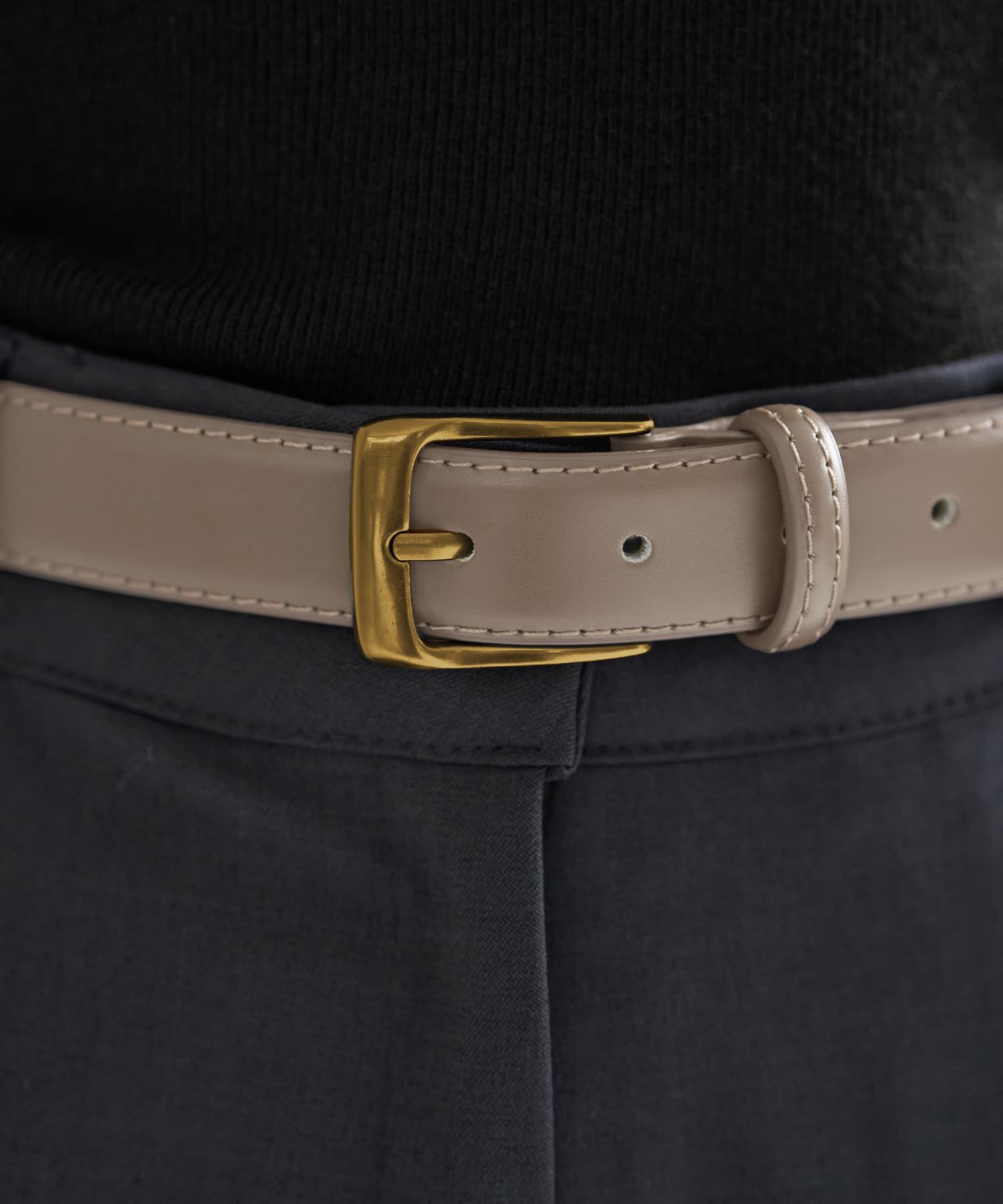 STYLE DELI「【DELI by】ミニマルリアルレザーベルト（ゴールド）」|ベルト|