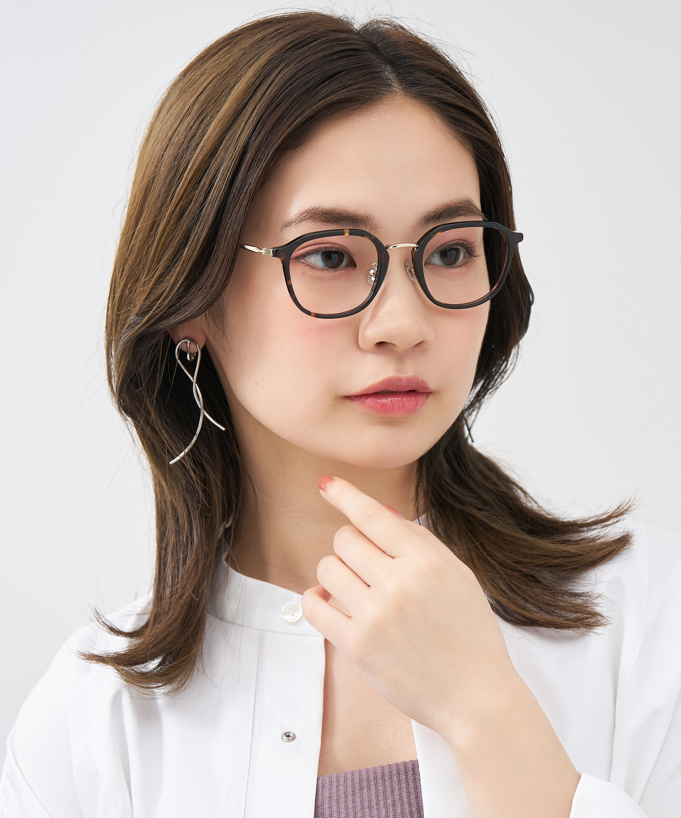  「ウェリントン型 大人可愛いメガネ トレンド感&times;きちんと感のあるデザイン｜黒縁 クリア レンズ交換券付き」|メガネ|ブラウン系その他1