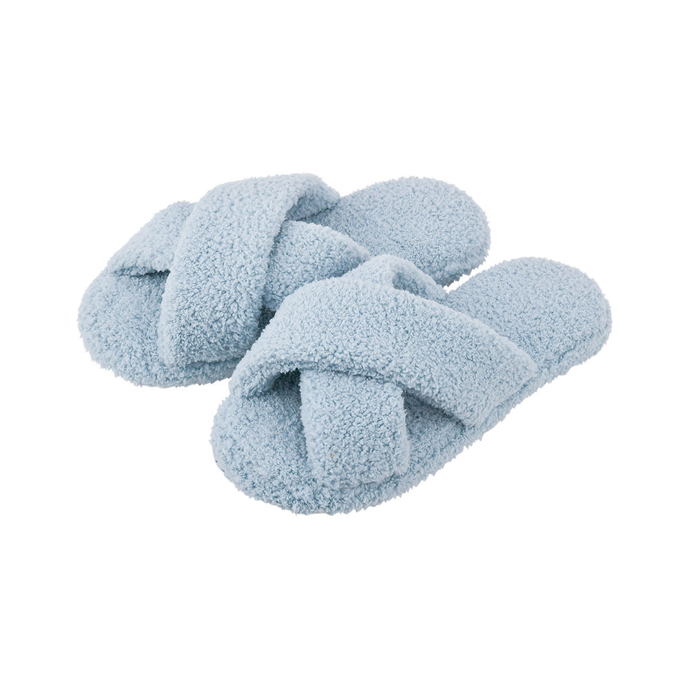 BACKYARD FAMILY「スリッパ もこもこ 洗える 通販 ルームシューズ ルームスリッパ 前あきスリッパ 室内履き」|ルームシューズ|ブルー1