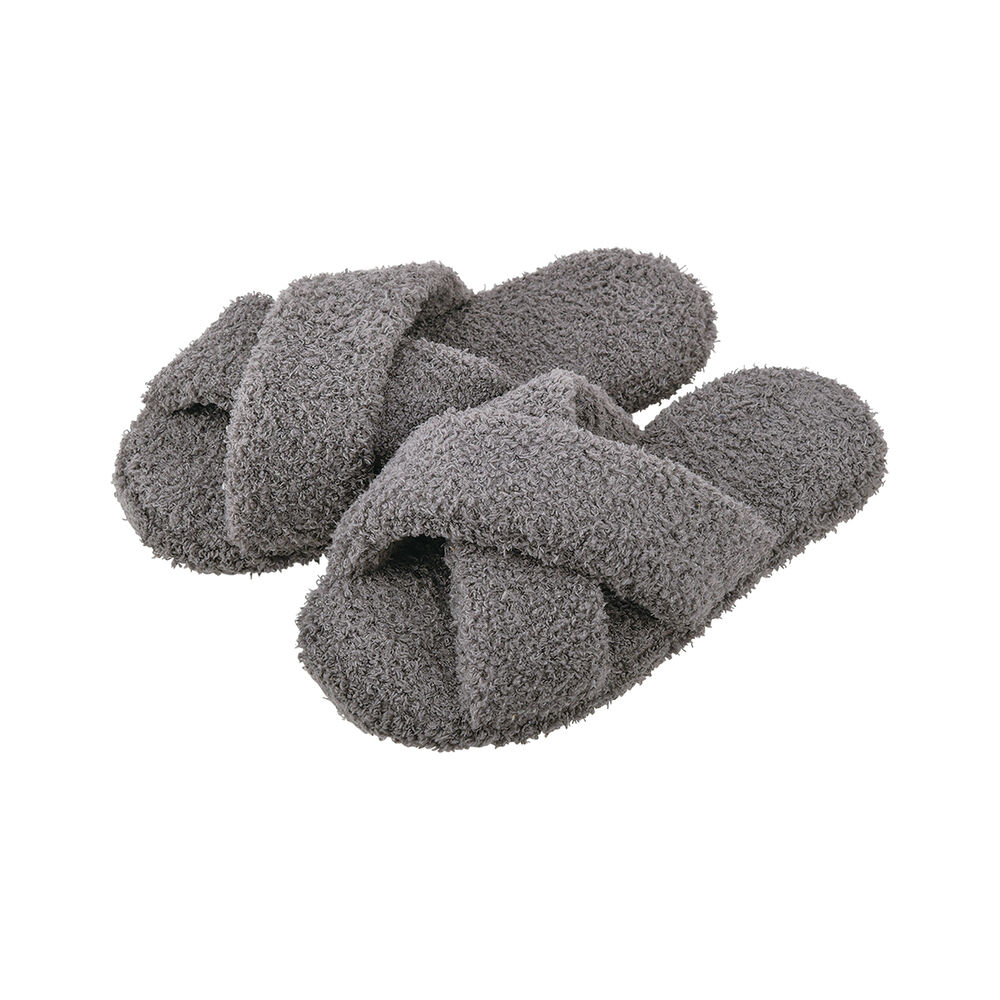 BACKYARD FAMILY「スリッパ もこもこ 洗える 通販 ルームシューズ ルームスリッパ 前あきスリッパ 室内履き」|ルームシューズ|グレー2