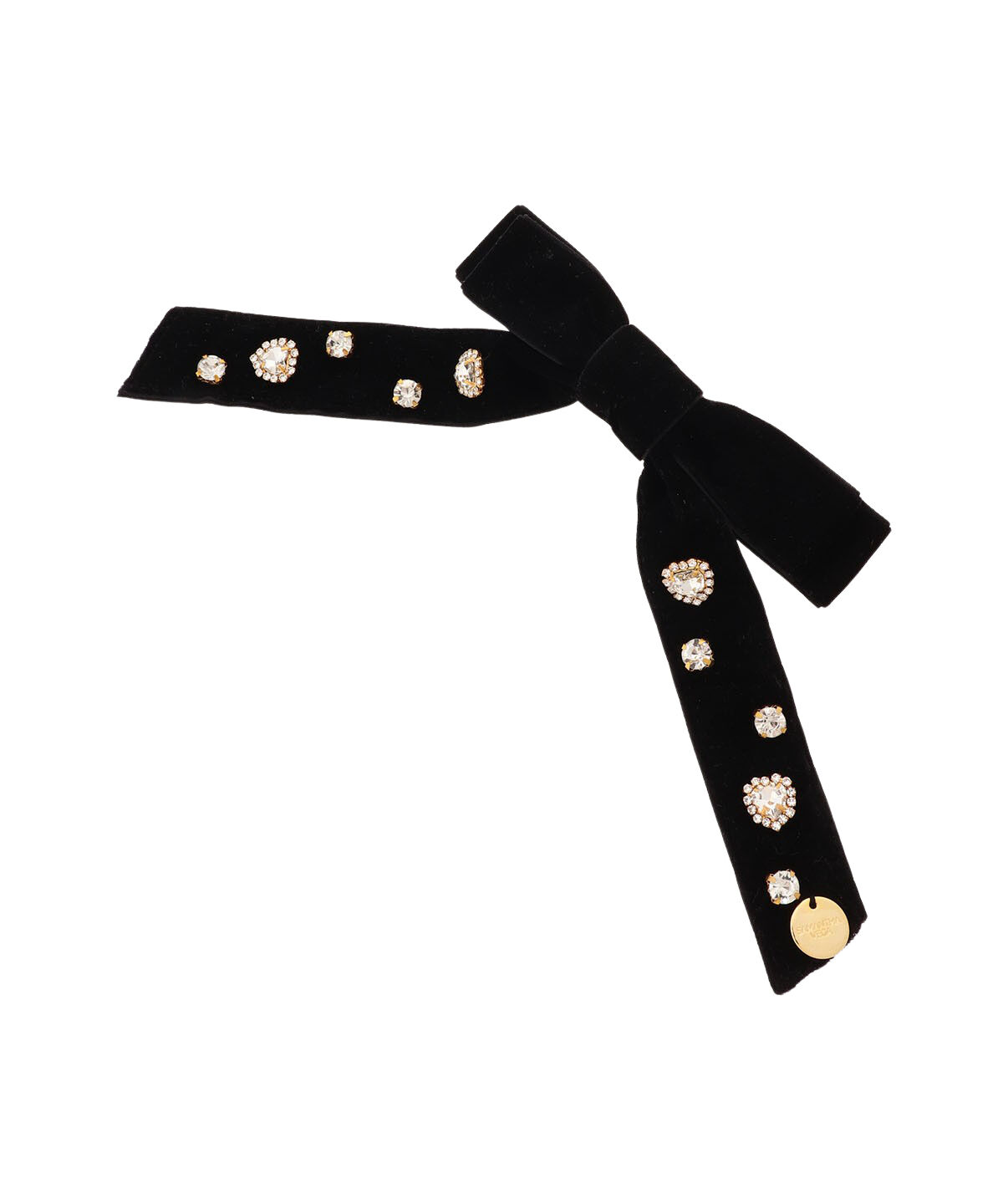 Samantha Vega「ハートビジューリボンバレッタ」|チャーム・キーホルダー|ブラック