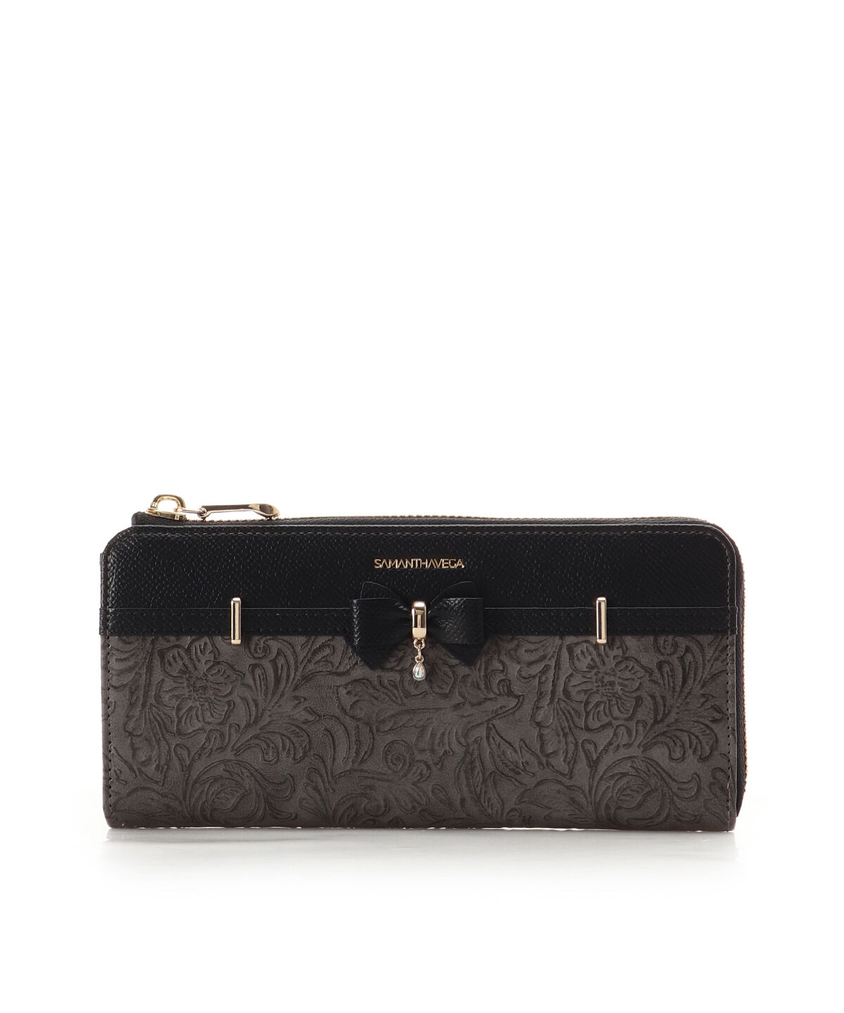 Samantha Vega「フローラルアクセントリボン長財布」|財布|ブラック