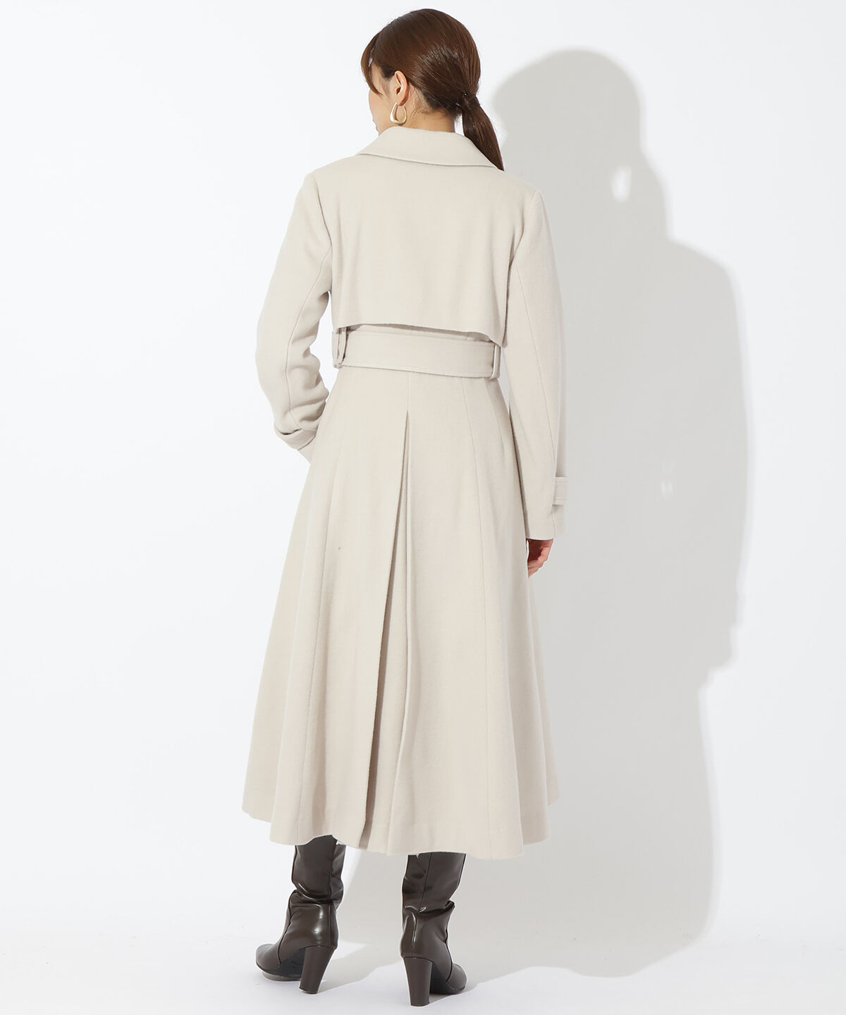 アンドクチュール「エコファー付きＷブレストロングコート」|ステンカラーコート|