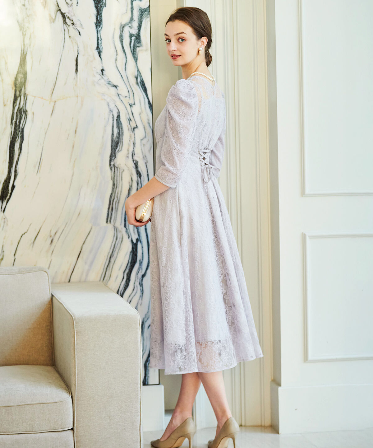 アンドクチュール「エンブロイダリーレースドレス」|ドレス|