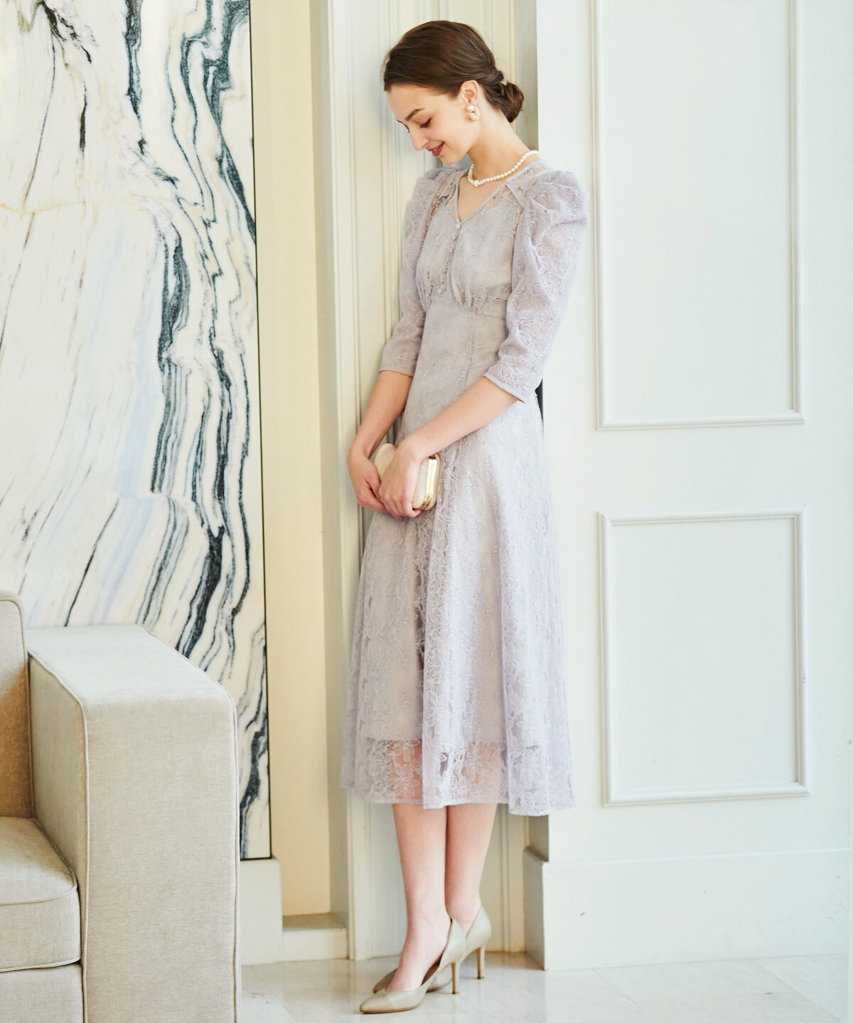 アンドクチュール「エンブロイダリーレースドレス」|ドレス|