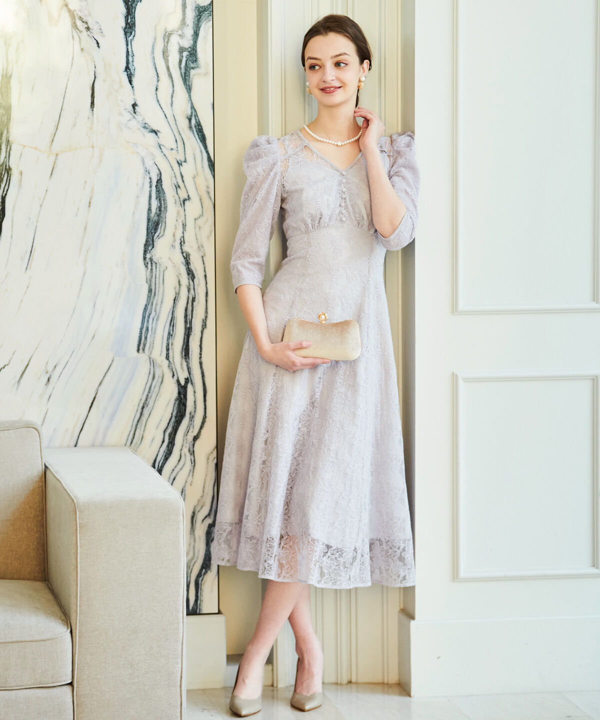 アンドクチュール「エンブロイダリーレースドレス」|ドレス|