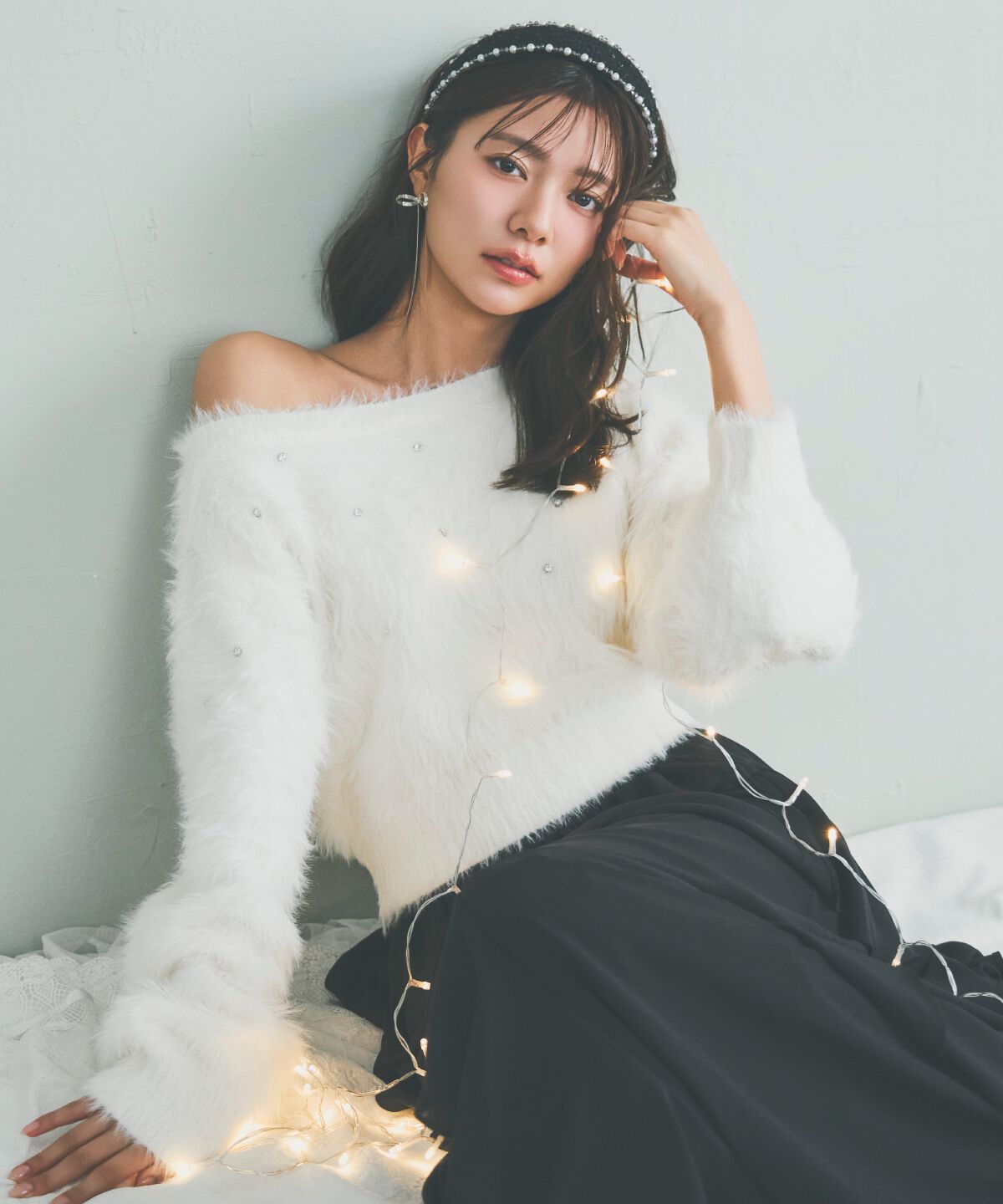 アンドクチュール「ビジューフェザーニットプルオーバー」|ニット・セーター|