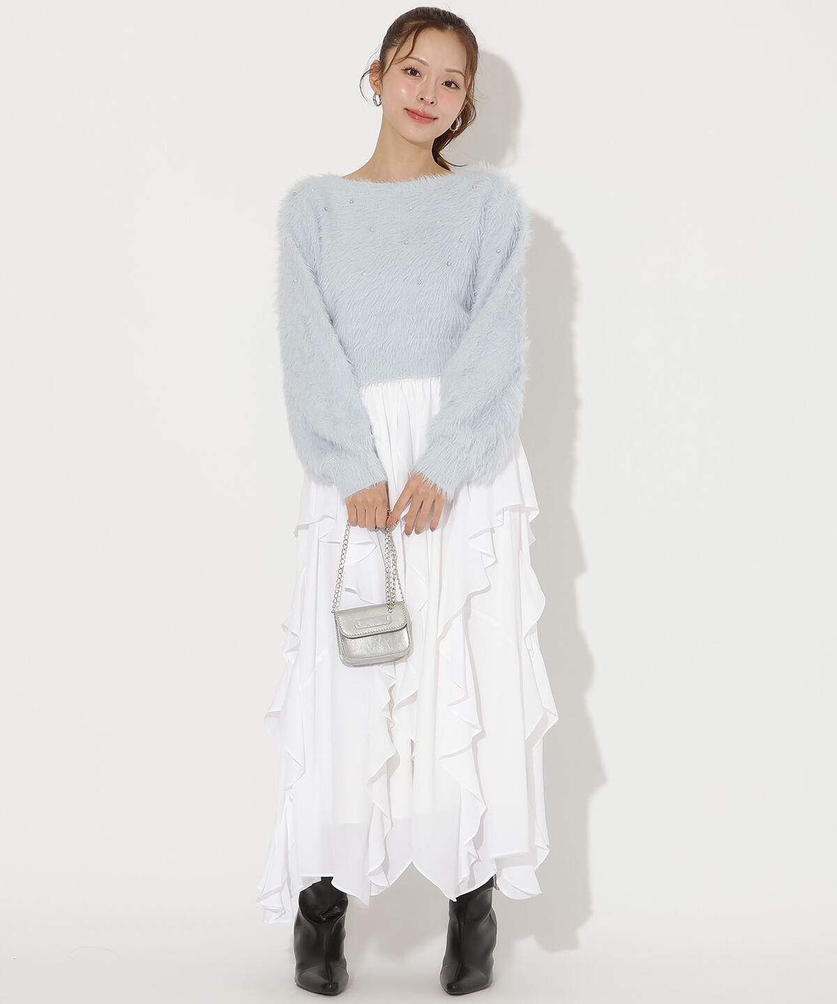 アンドクチュール「ビジューフェザーニットプルオーバー」|ニット・セーター|