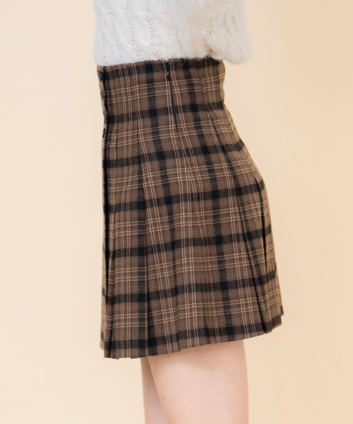 REDYAZEL「ハイウエストチェックミニスカート」|フレア|