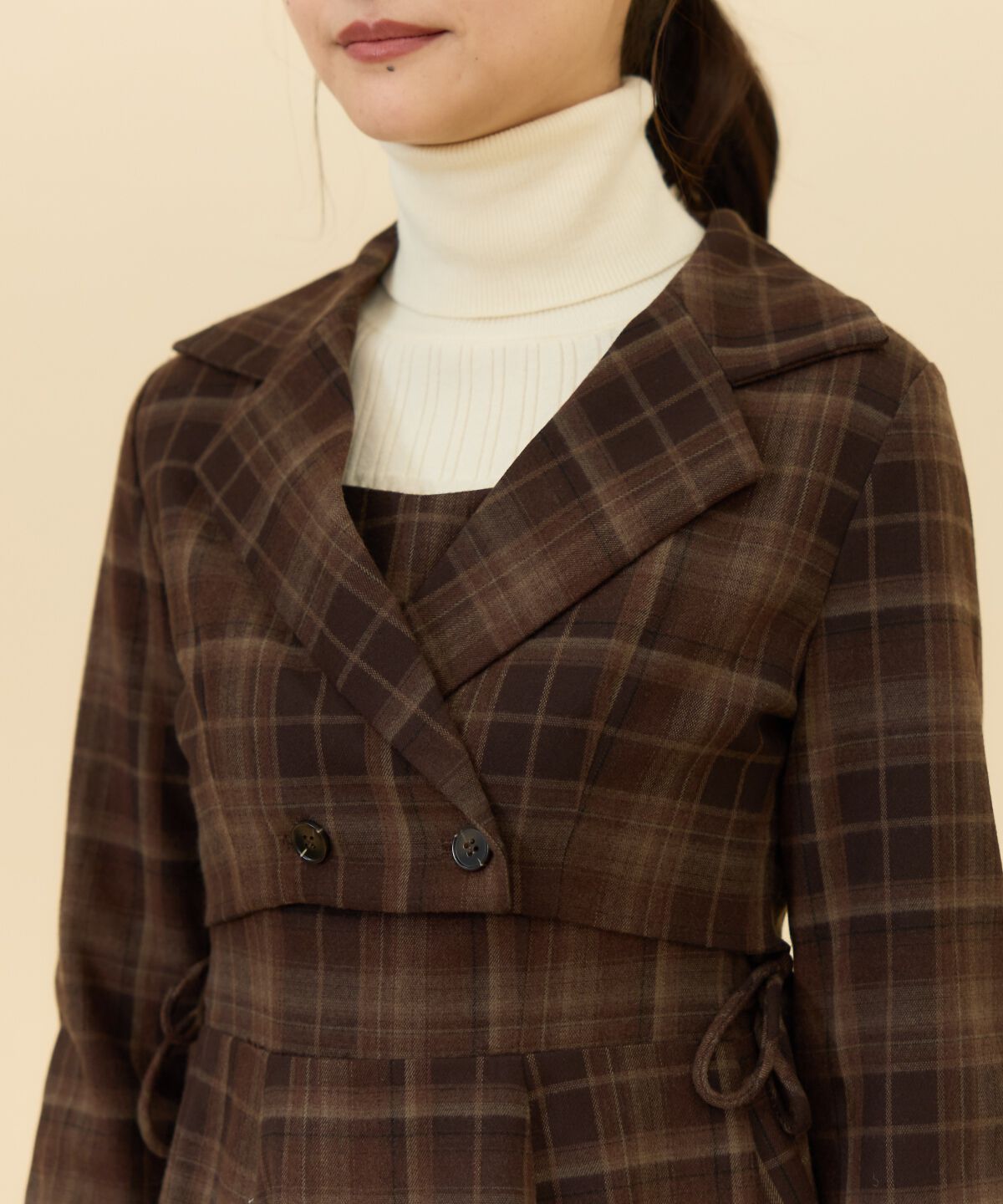 REDYAZEL「チェックショートダブルジャケット」|テーラードジャケット|
