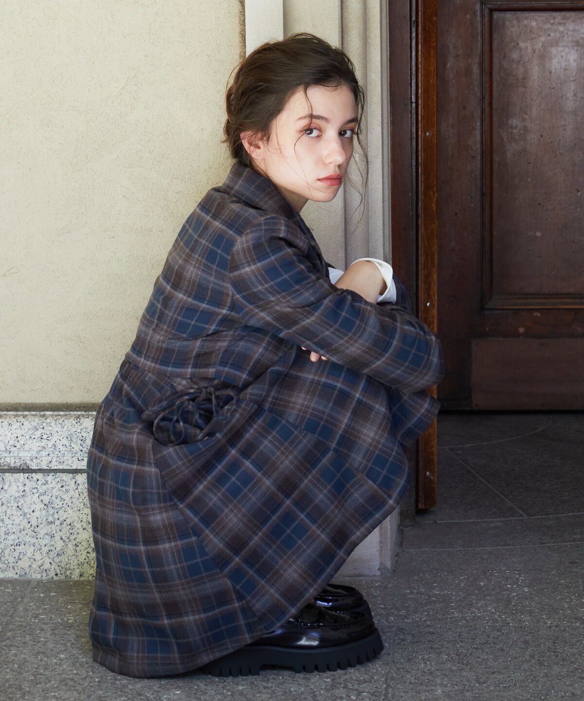 REDYAZEL「チェックショートダブルジャケット」|テーラードジャケット|