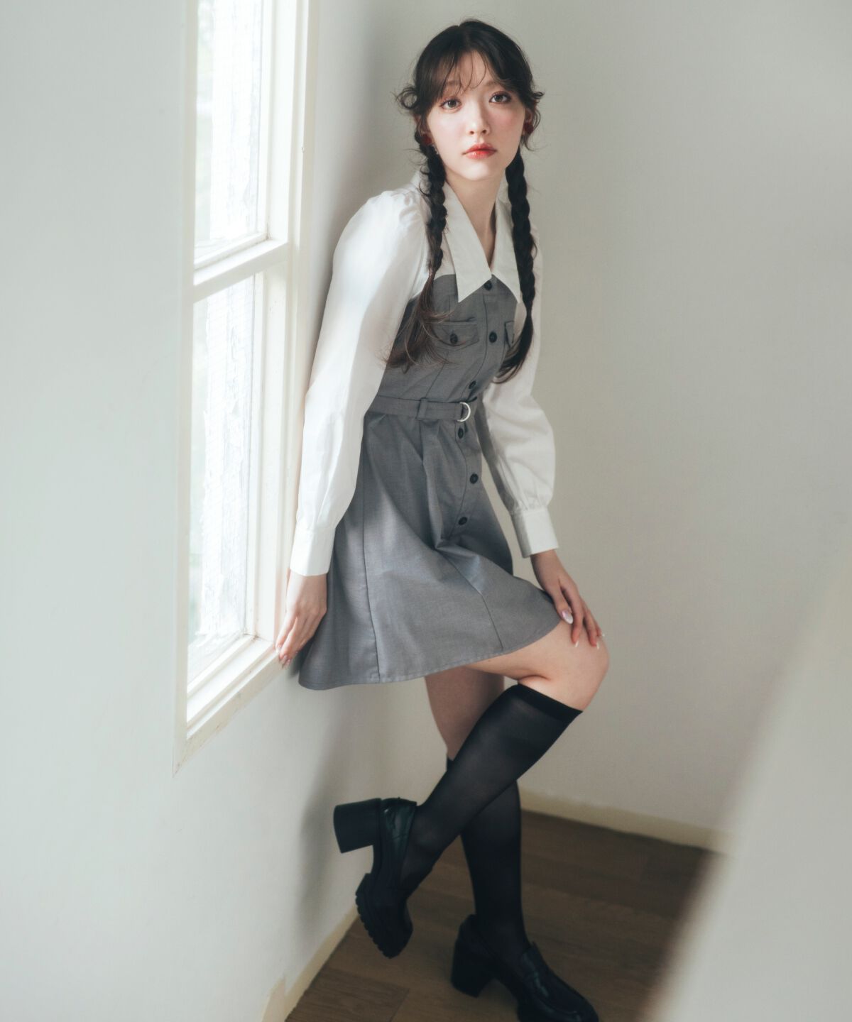 REDYAZEL「レイヤードデザインミニシャツワンピース」|ワンピース|