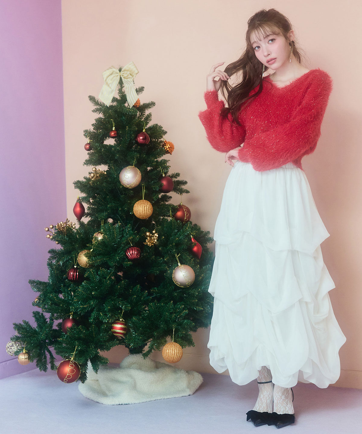 REDYAZEL「ラメシャギーニットプルオーバー」|ニット・セーター|