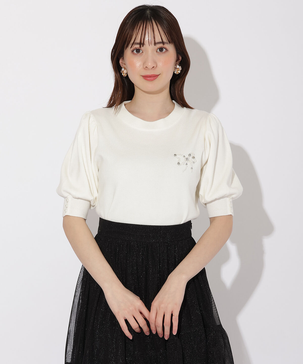 WILLSELECTION「リボンモチーフニットプルオーバー」|ニット・セーター|