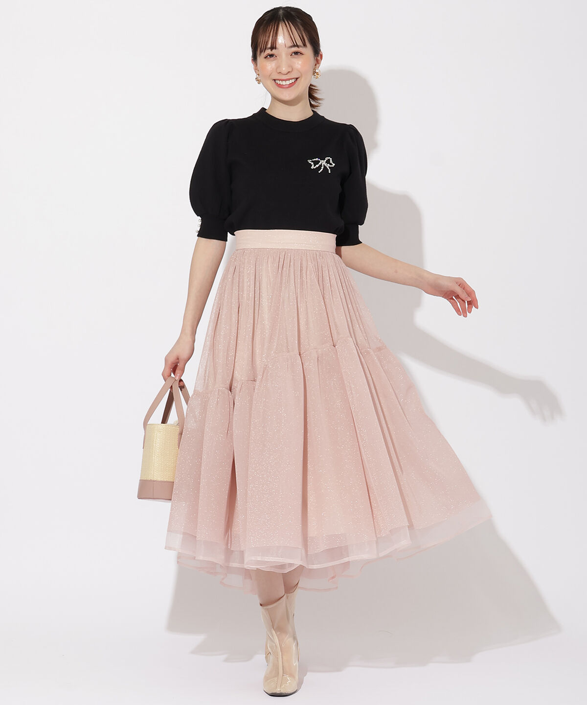 WILLSELECTION「ラメチュールボリュームスカート」|フレア|