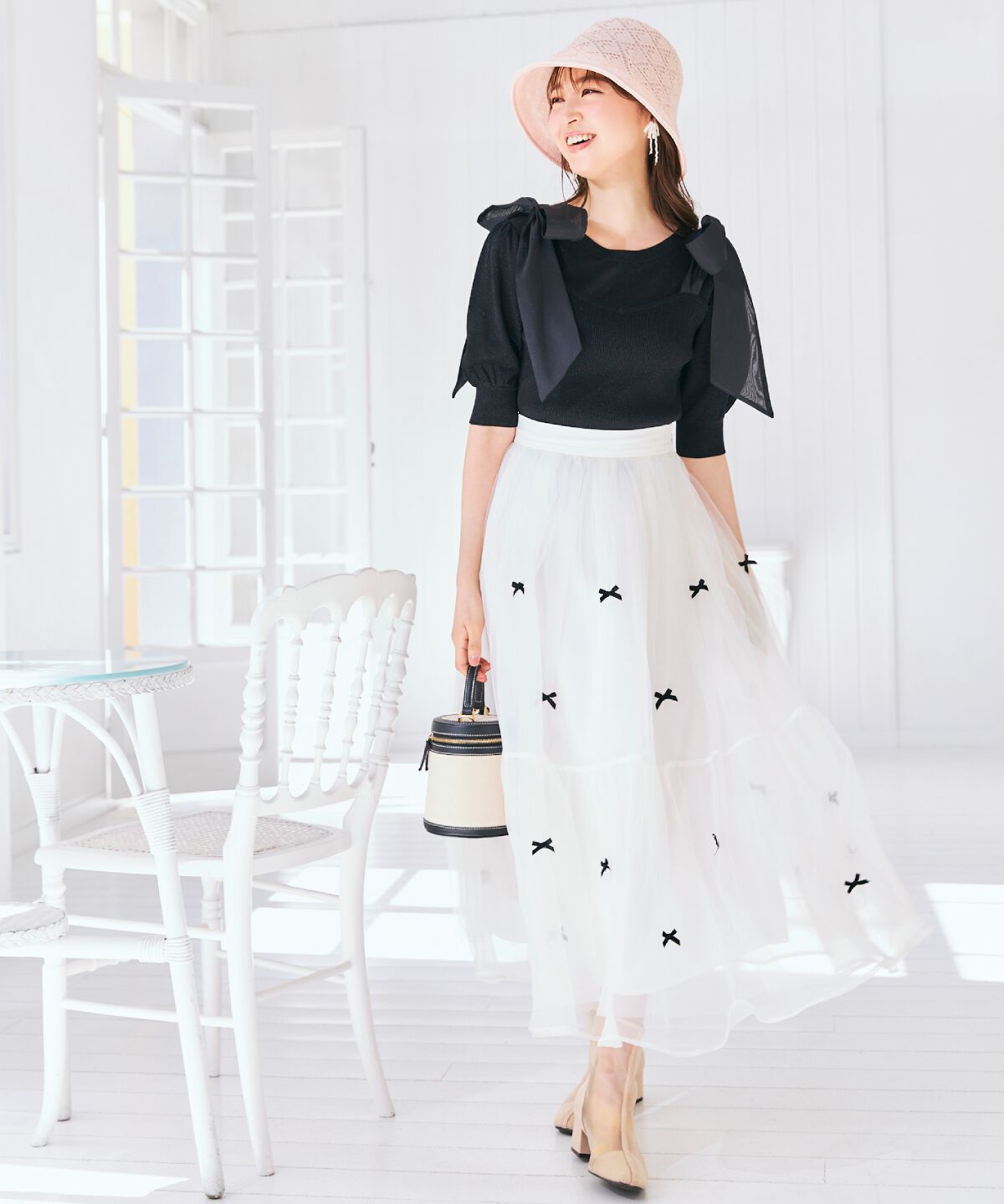 WILLSELECTION「リボンデザインチュールスカート」|フレア|