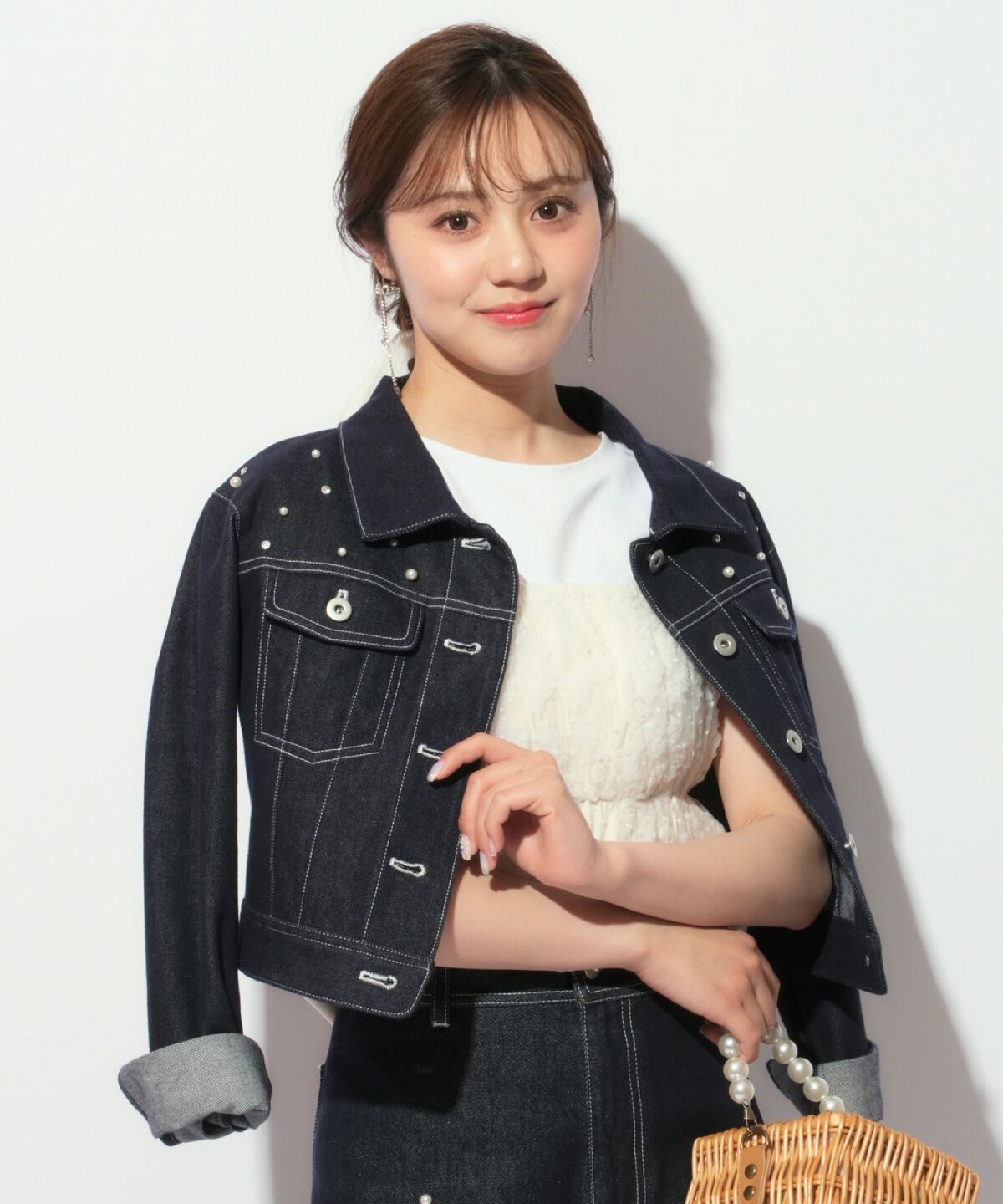 WILLSELECTION「ランダムパール付きデニムジャケット」|デニムジャケット|