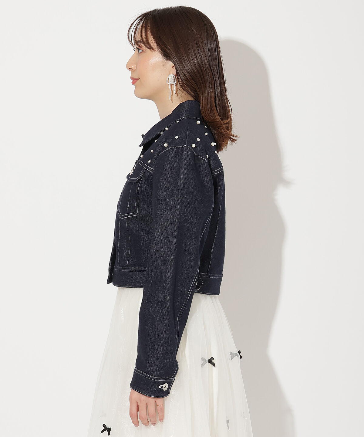 WILLSELECTION「ランダムパール付きデニムジャケット」|デニムジャケット|