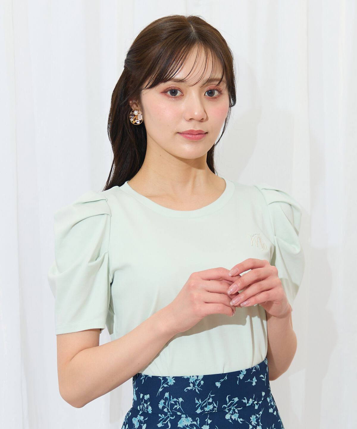 WILLSELECTION「タックスリーブロゴ刺繍トップス」|Tシャツ・カットソー|