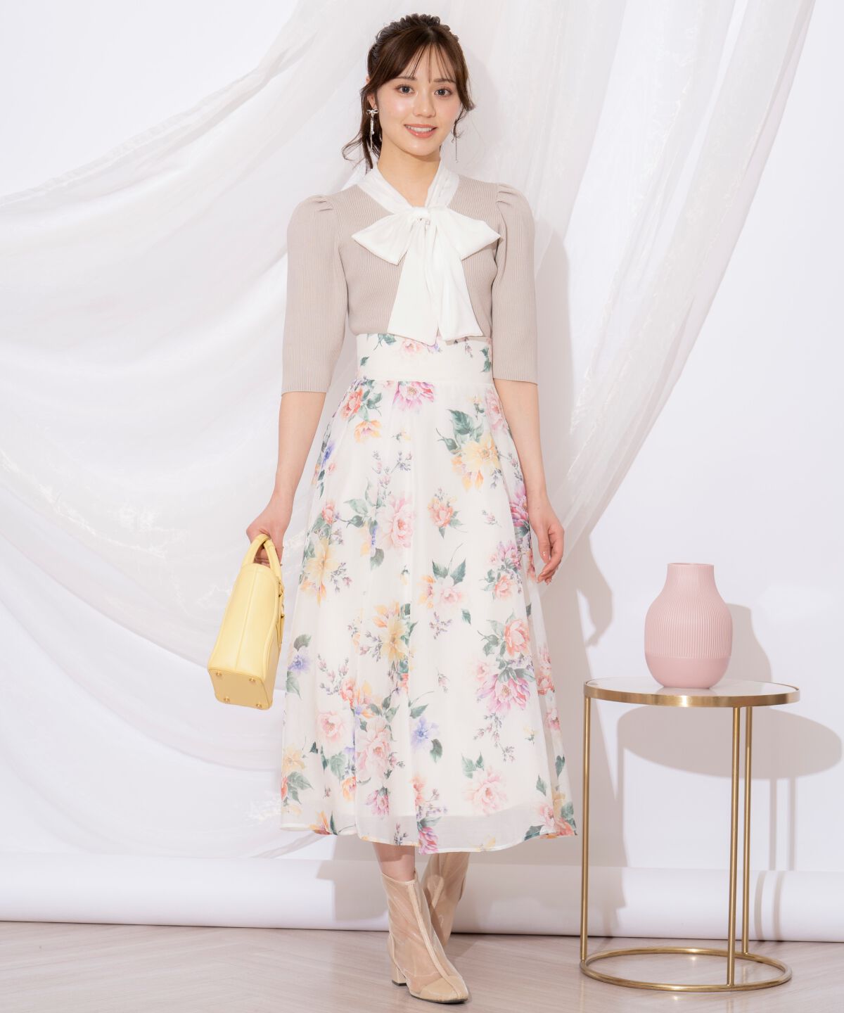 WILLSELECTION「リボンタイ5分袖リブニット」|ニット・セーター|