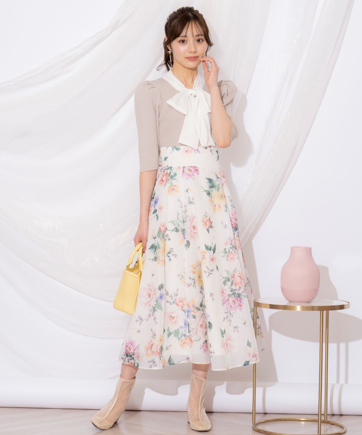 WILLSELECTION「リボンタイ5分袖リブニット」|ニット・セーター|