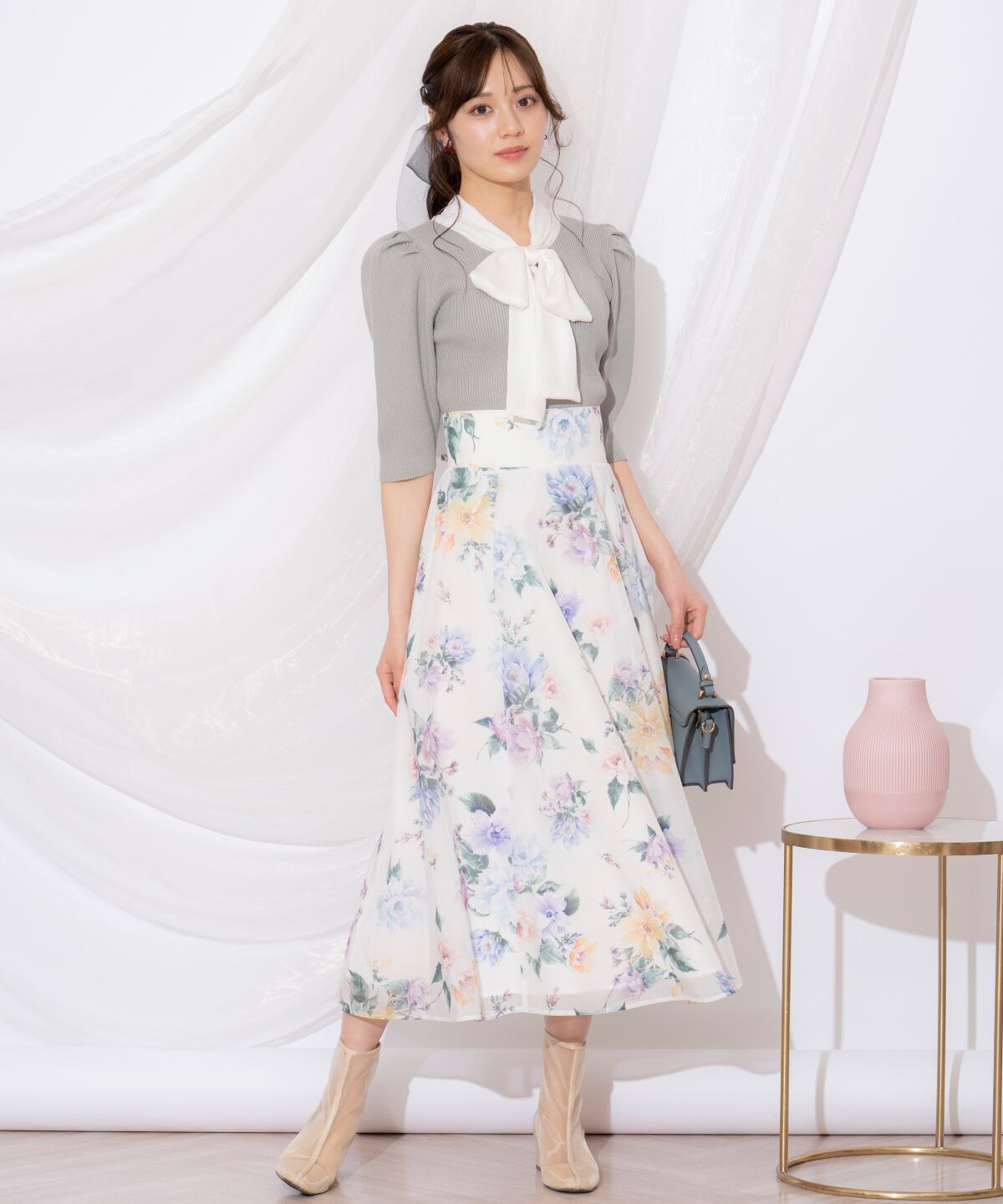 WILLSELECTION「リボンタイ5分袖リブニット」|ニット・セーター|